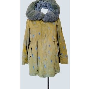 Support for Ukraine Handmade K zell Parka, Faux fur inside, Hooded. Size S